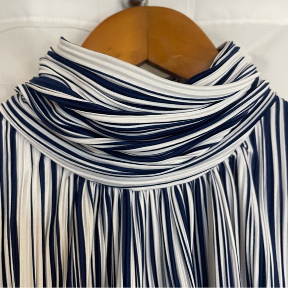 JOSEPH A Women’s Navy Blue White Stripe High Neck Sleeveless Blouse Size Medium - Picture 6 of 11